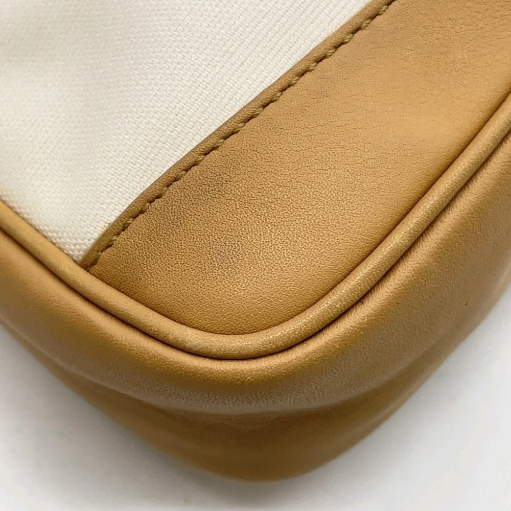 Auth Gucci GG Plate Hianvas Leather Beige White Mini Pouch BAG - Picture 9 of 16